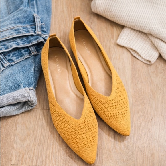 Everlane Shoes - Everlane ReKnit 40 Hour Flats Mustard Yellow Pointed Toe Size 9